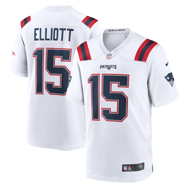 Ezekiel Elliott New England Patriots Nike Game Player Jersey - White/Navy/Red
