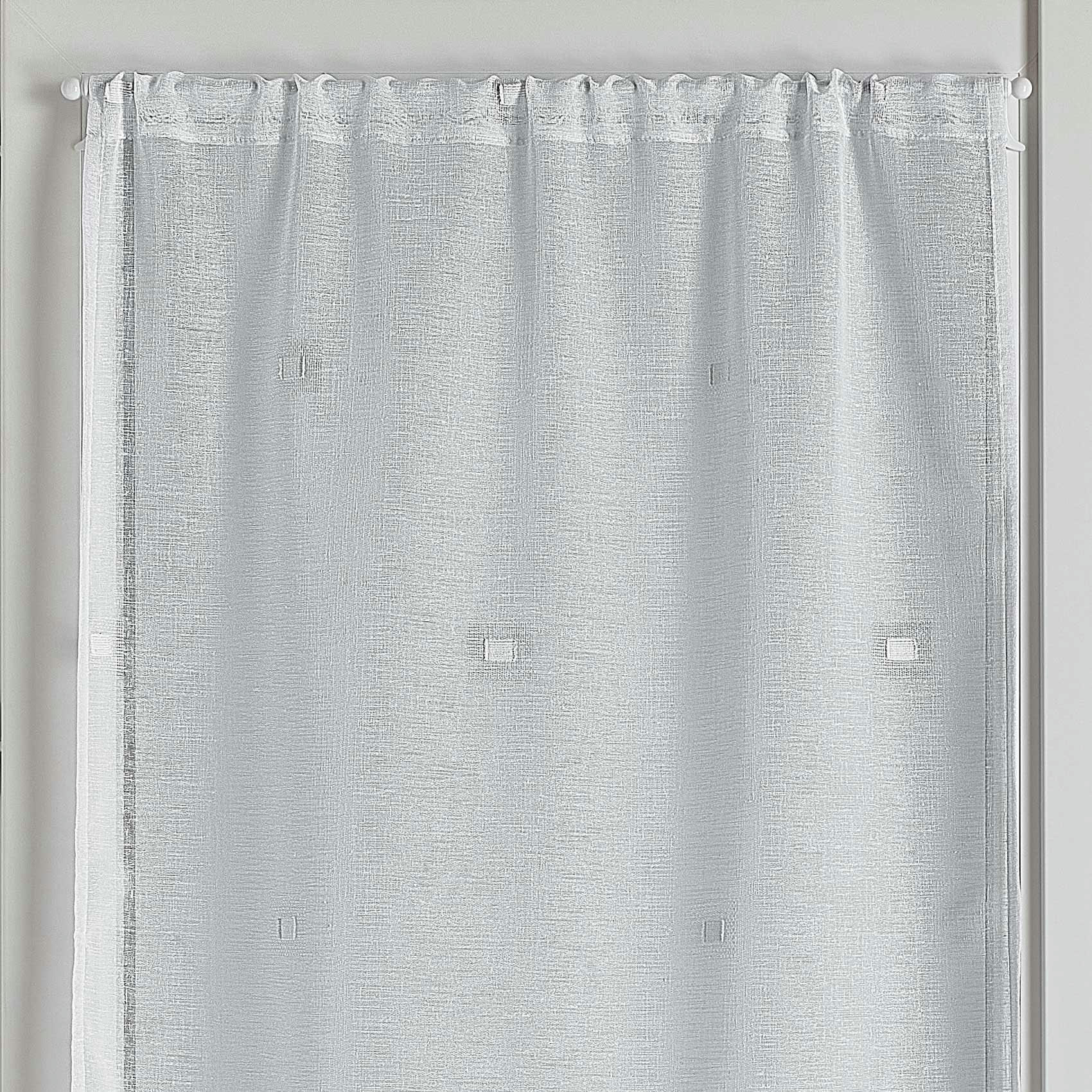 - Paire de vitrages à fils coupés carrés polyester blanc 70x160cm