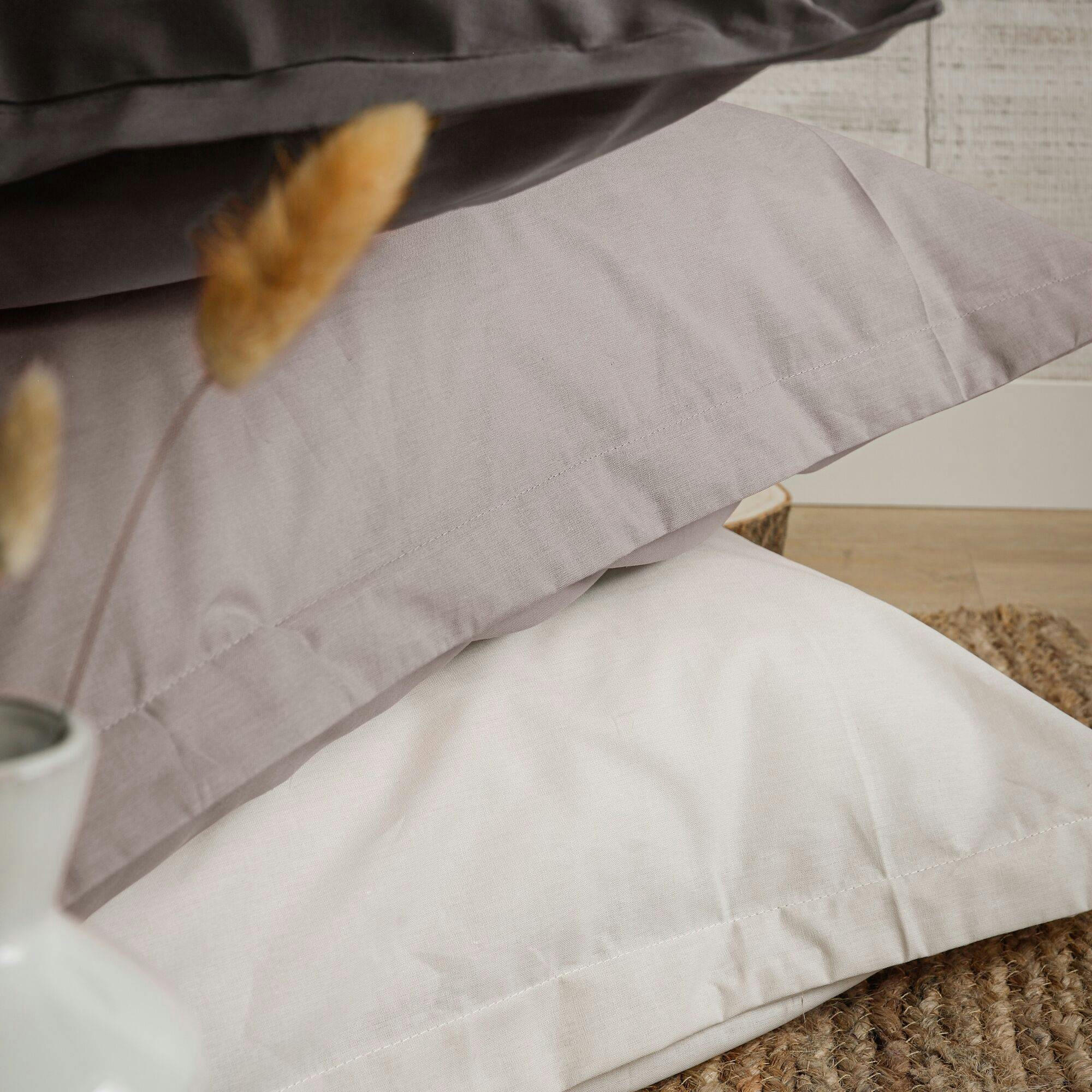 FIL & SENS - Housse de couette en coton Bio gris mastic 140 x 200 cm