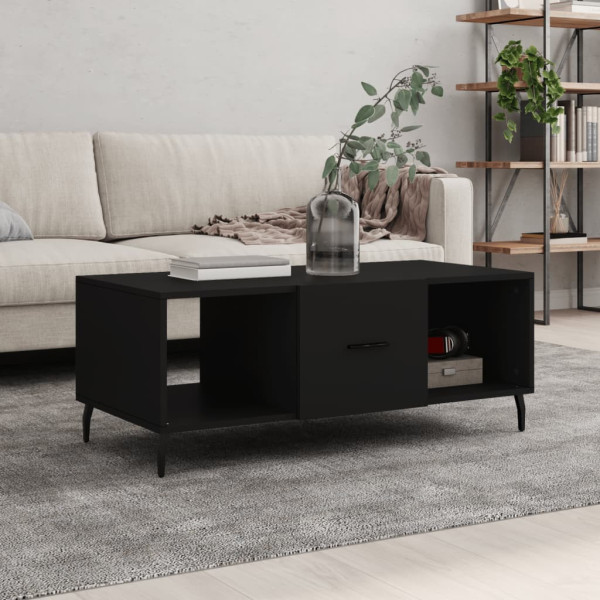 Stolik Kawowy Ława Stół Czarny 102x50x40 Drzwiczki Do Salonu Do Pokoju