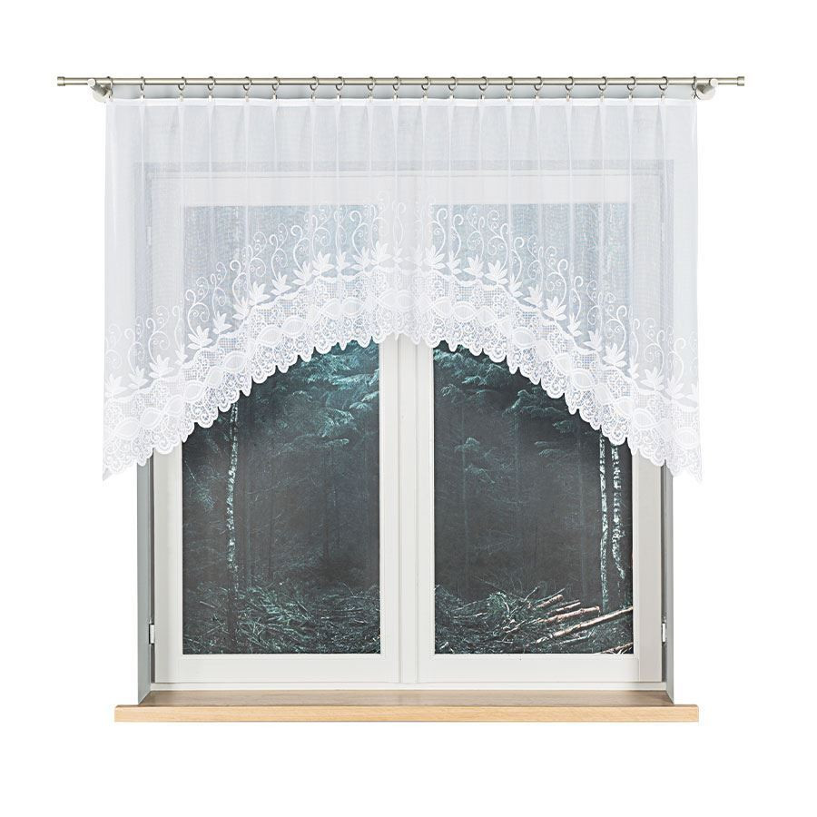 JOWITA - Firanka gotowa żakardowa z podcięciem na dole - 250x100 cm - biały