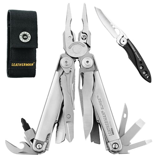 Leatherman Surge Stainless Multi-Tool & Nylon Sheath & Skeletool Kbx