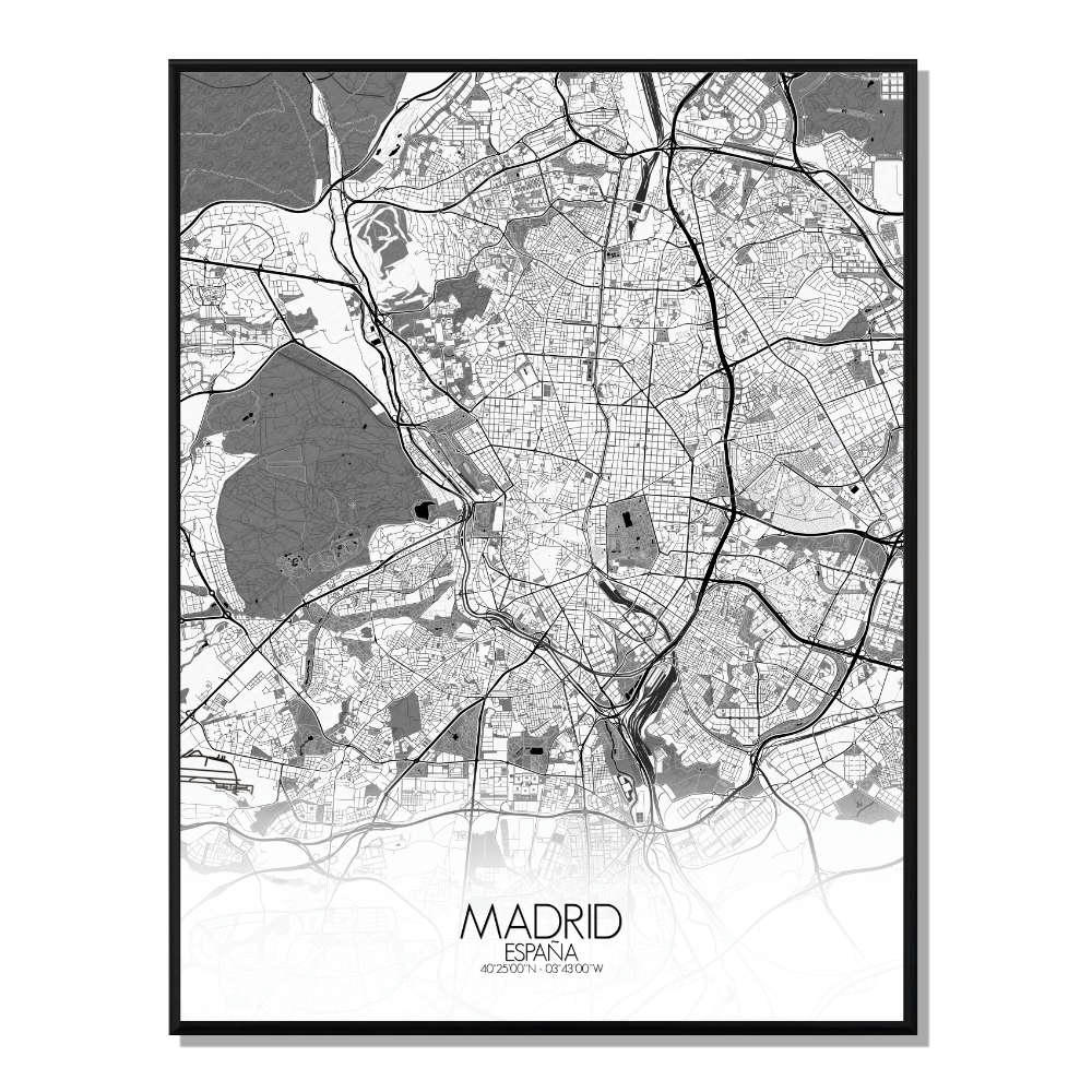 - Affiche Madrid Carte N&B 40x50