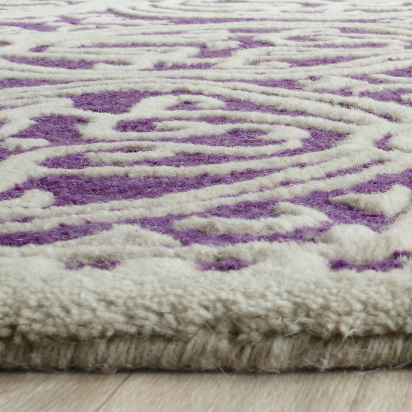 CAMBRIDGE - Tapis de salon interieur en violet & ivoire, 91 x 152 cm