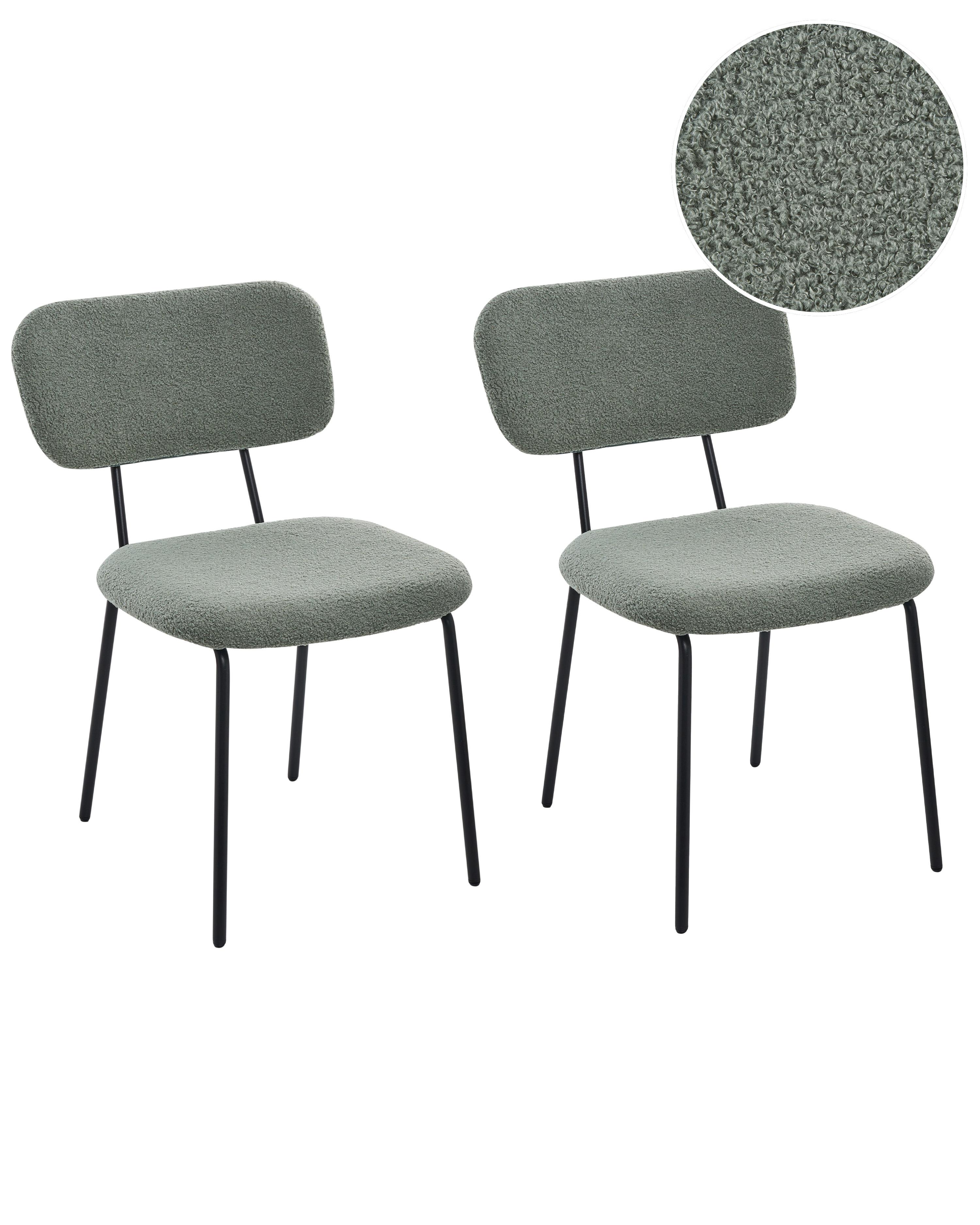 Set of 2 Chairs ADAIR Boucle Light Green