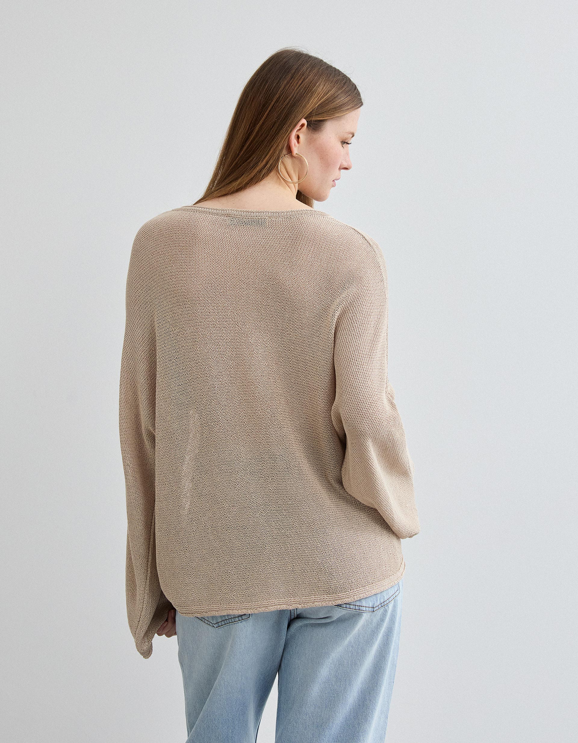 Camisola de Malha, Mulher, Bege Claro
