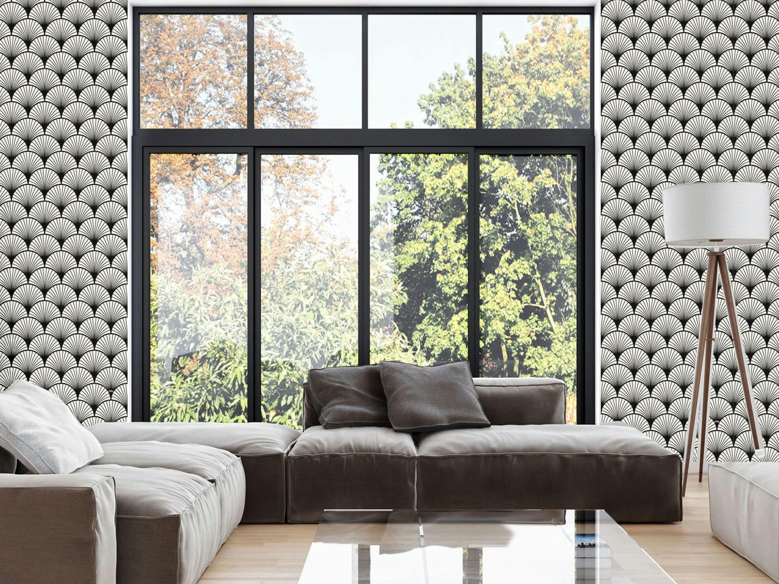 - Papier peint adhésif Seigaiha noir 60cmx2m50