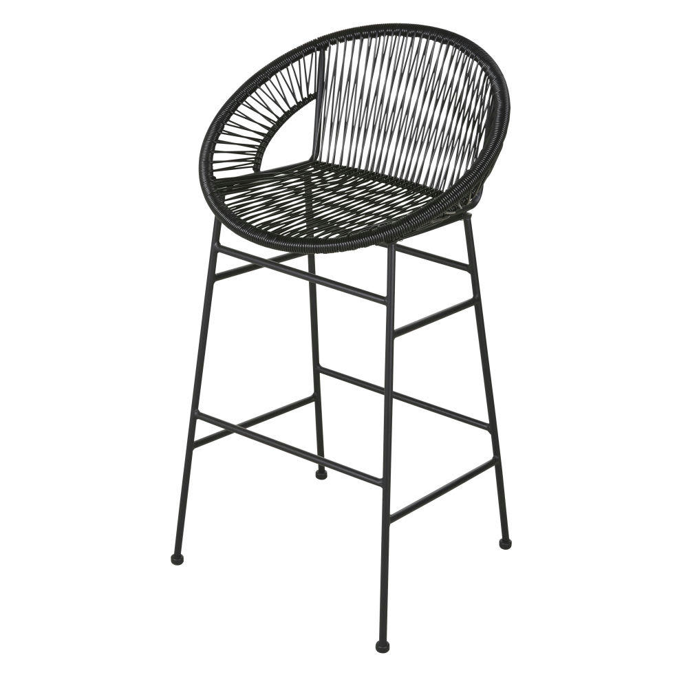 Copacabana Business - Lot de 2 chaises de bar professionnelles en résine noire et métal noir