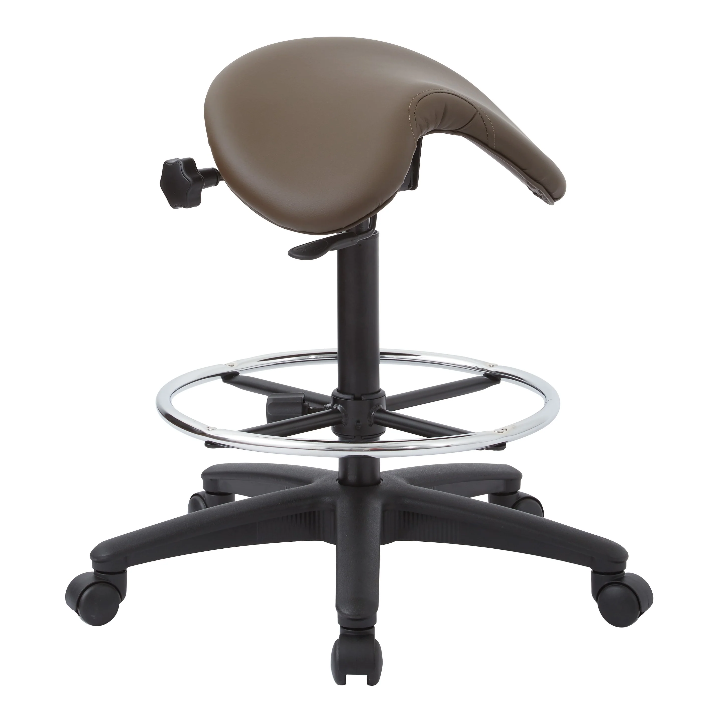 Backless Stool with Height-adjustable Saddle Seat