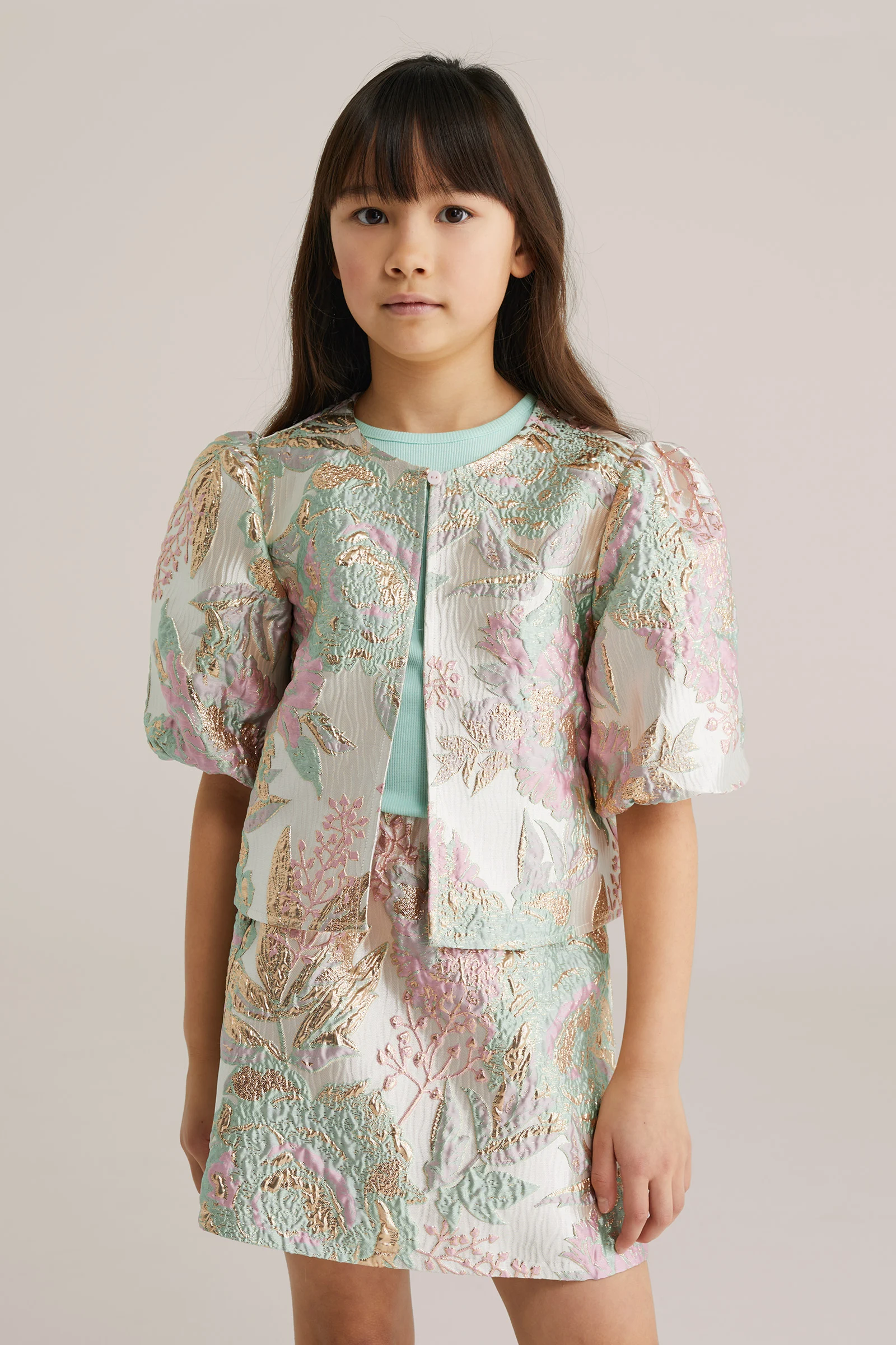 Meisjes ballonmouw top met glittergaren