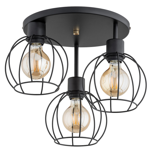 Lampa sufitowa czarna ORSO 3xE27x15W wym: 31x40x40 cm Alfa