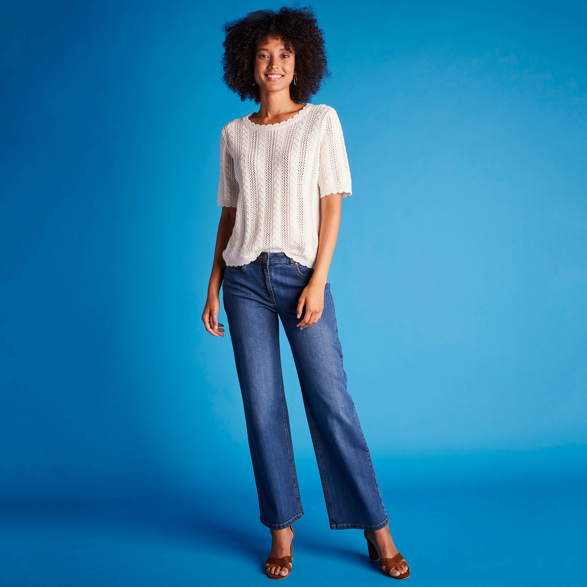 Jean coupe large stretch, petite stature