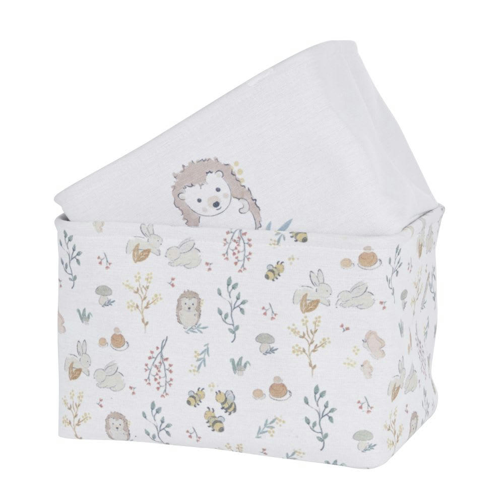 OULANKA - Paniers de rangement gris imprimé forêt et hérisson (x2)