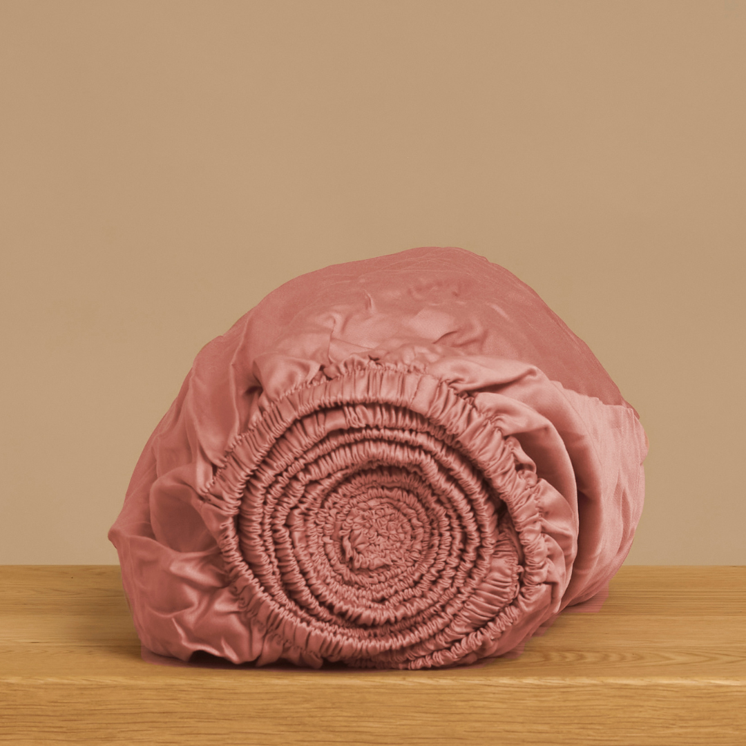 Coco & Cici - Tencel Sateen Hoeslaken 200 x 210 cm - 2 Persoons Beddengoed - Lyocell - Elastiek Rondom - Terra Roze - Extra Zacht