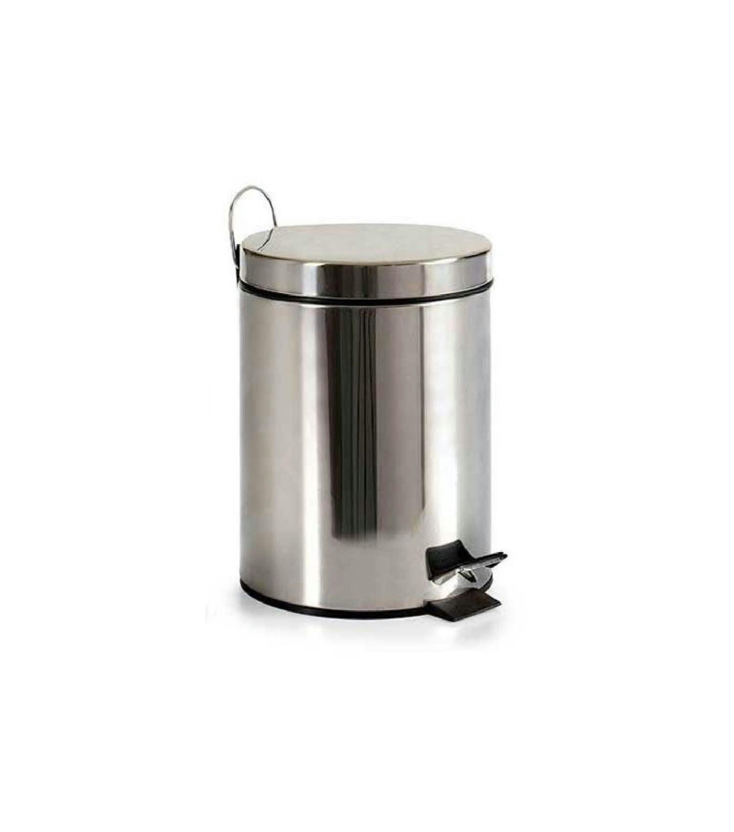 INOX - Poubelle ronde à pédale en inox brillant 5L