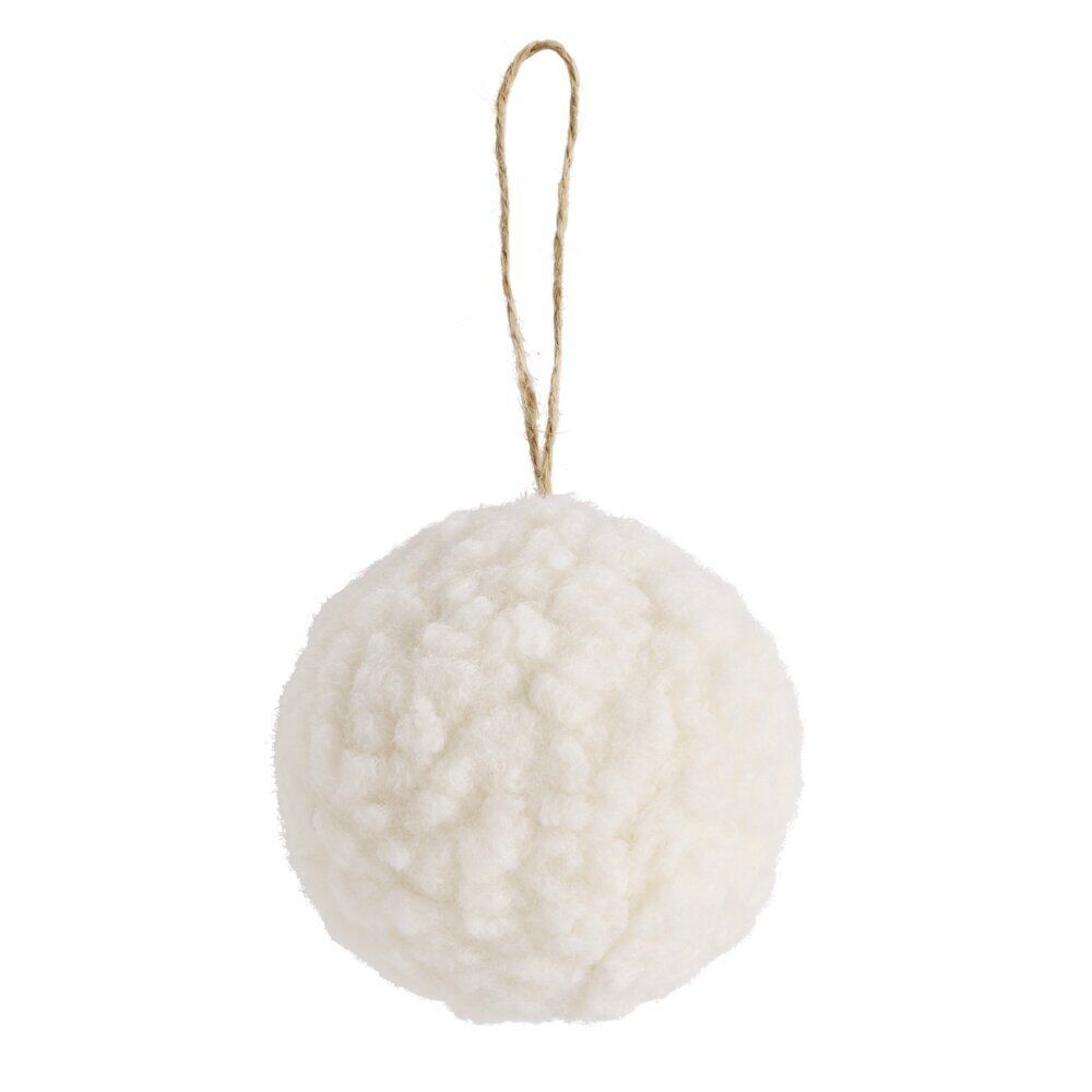 Boule de No&euml;l laine bouclée à suspendre (4 modèles)