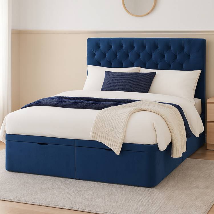 Millbrook Chester Double Fabric End Lift Ottoman Bed - Blue