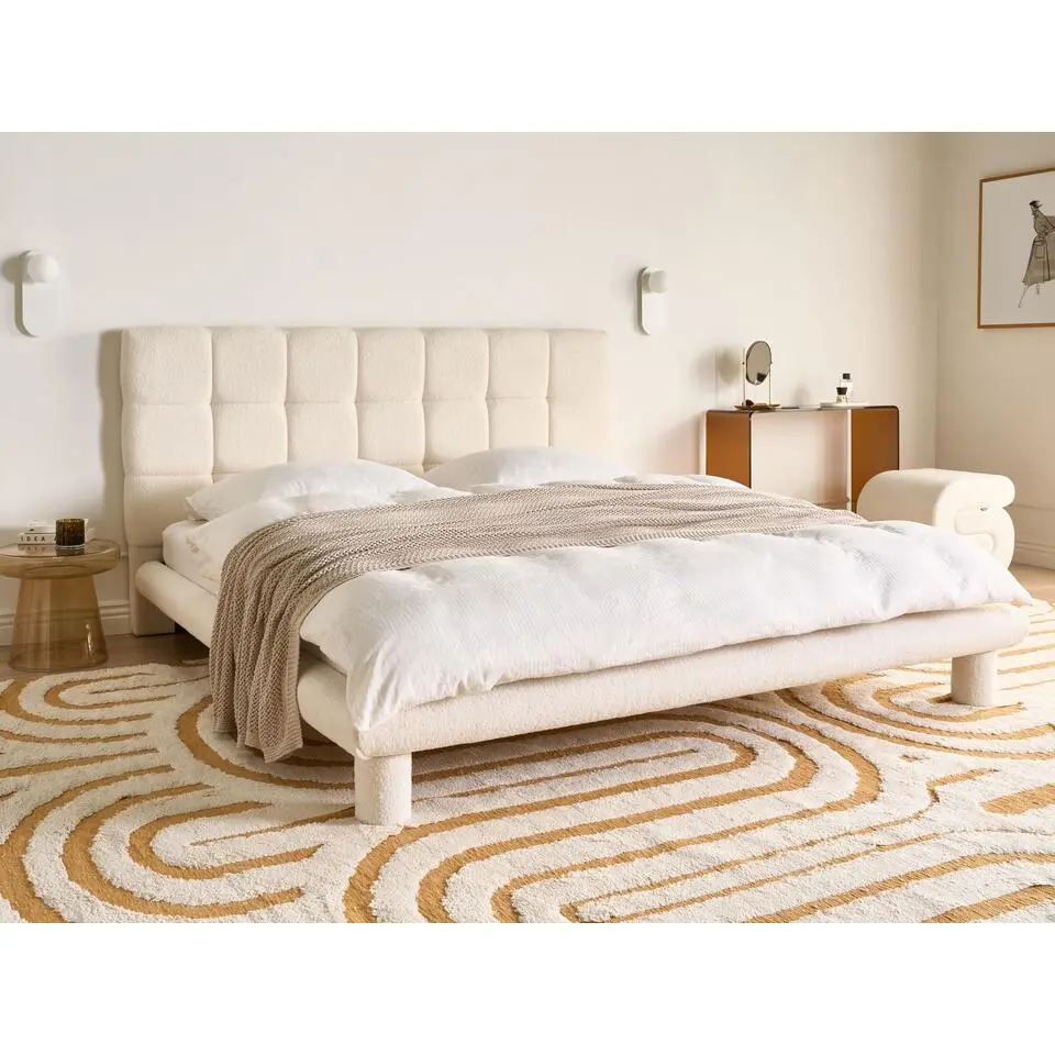 CRESSAT - Tweepersoonsbed - Off-white - 180 x 200 cm - Boucl&eacute;