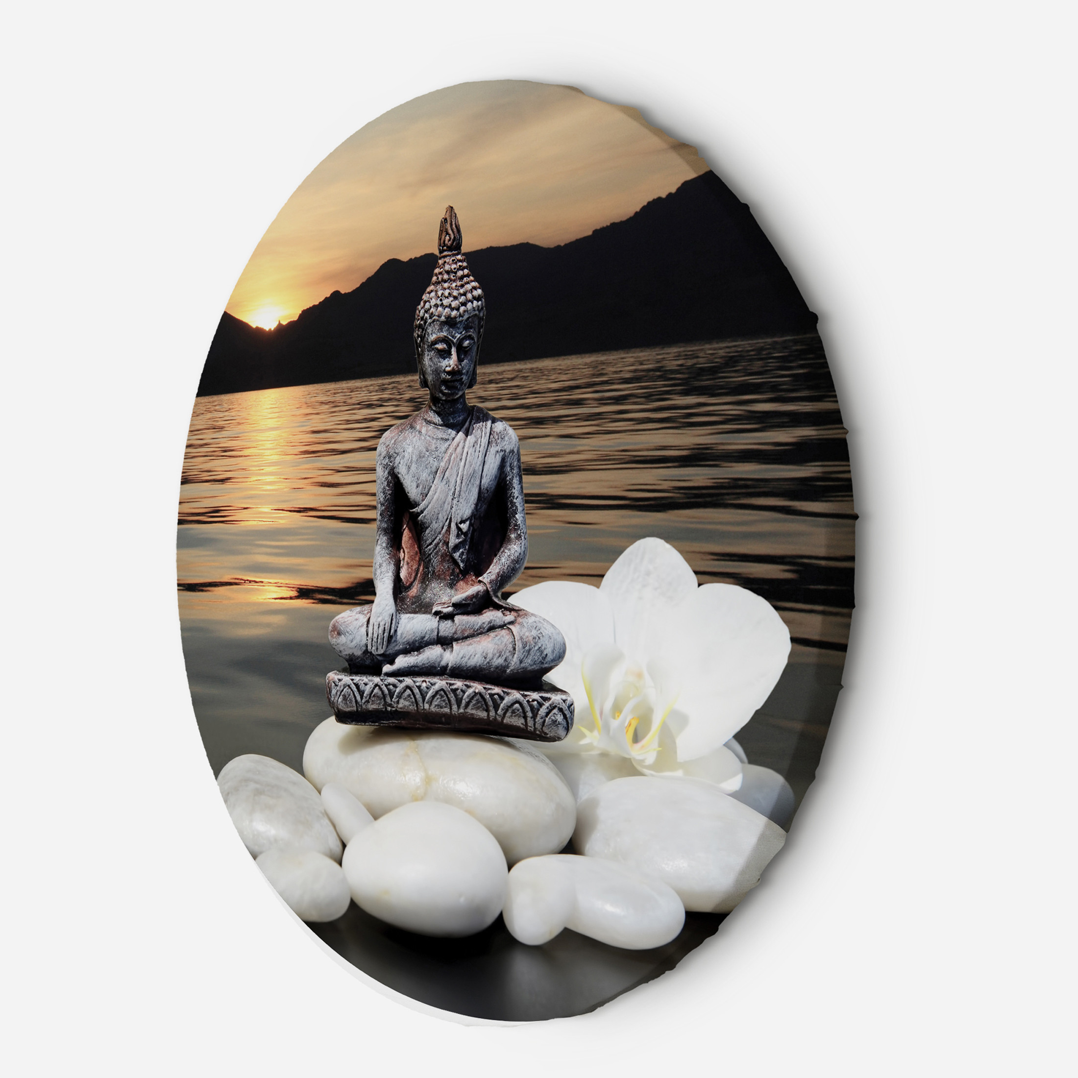 Feeby Okrągly obraz, Buddha na tle zachodzącego słońca 40d