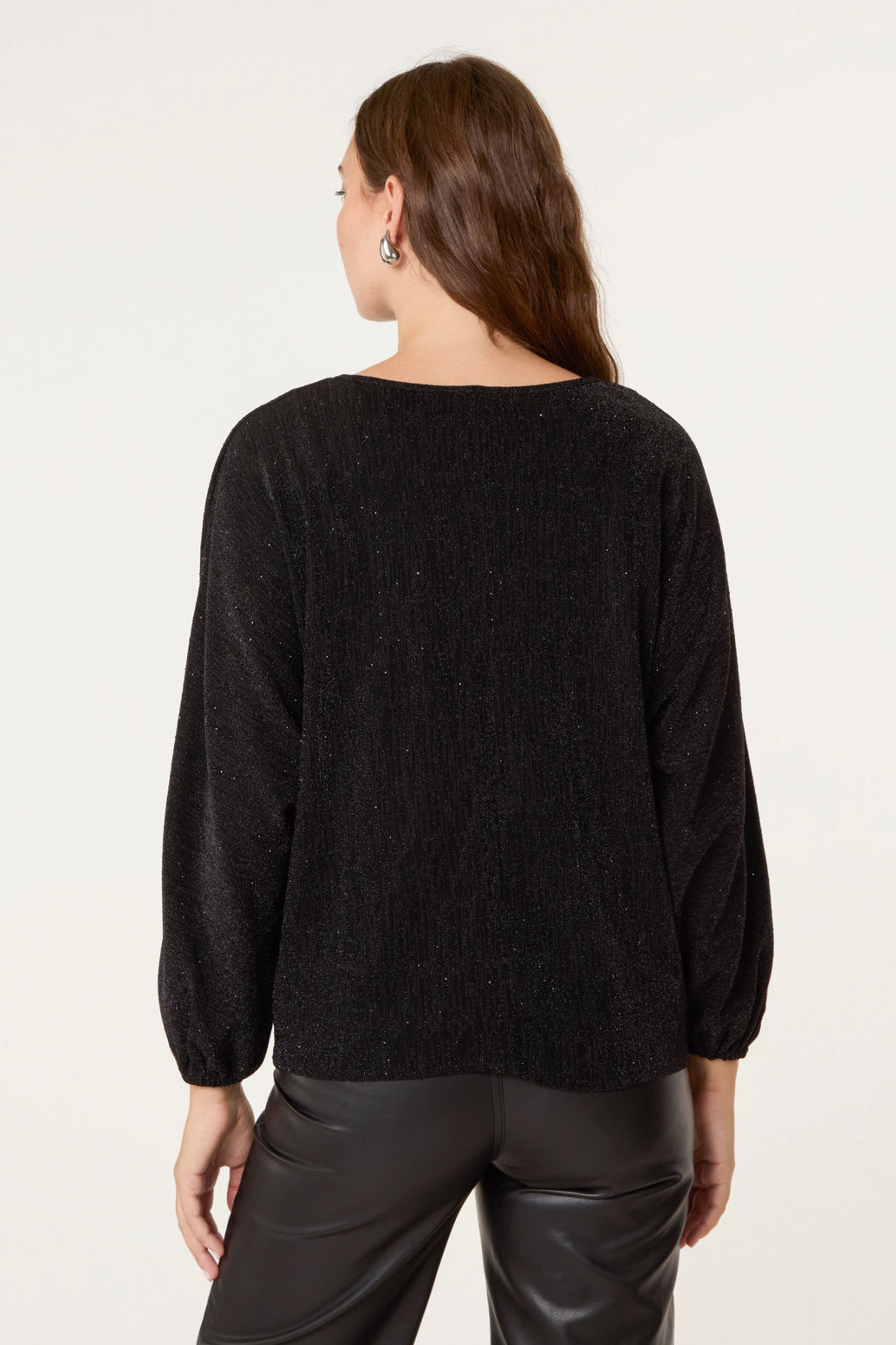 Blue Vanilla Black Tie Front Top