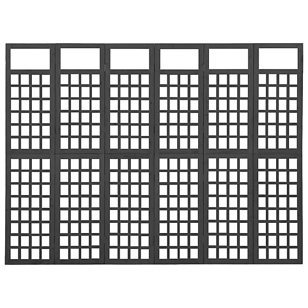 Cloison de séparation à 6 panneaux Bois de pin Noir 242,5x180cm vidaXL