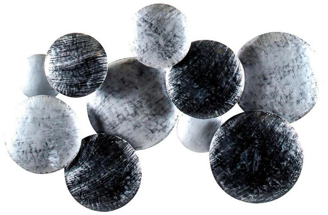 BIG-BEL - Décoration murale en métal, circle noir et argent 100x70