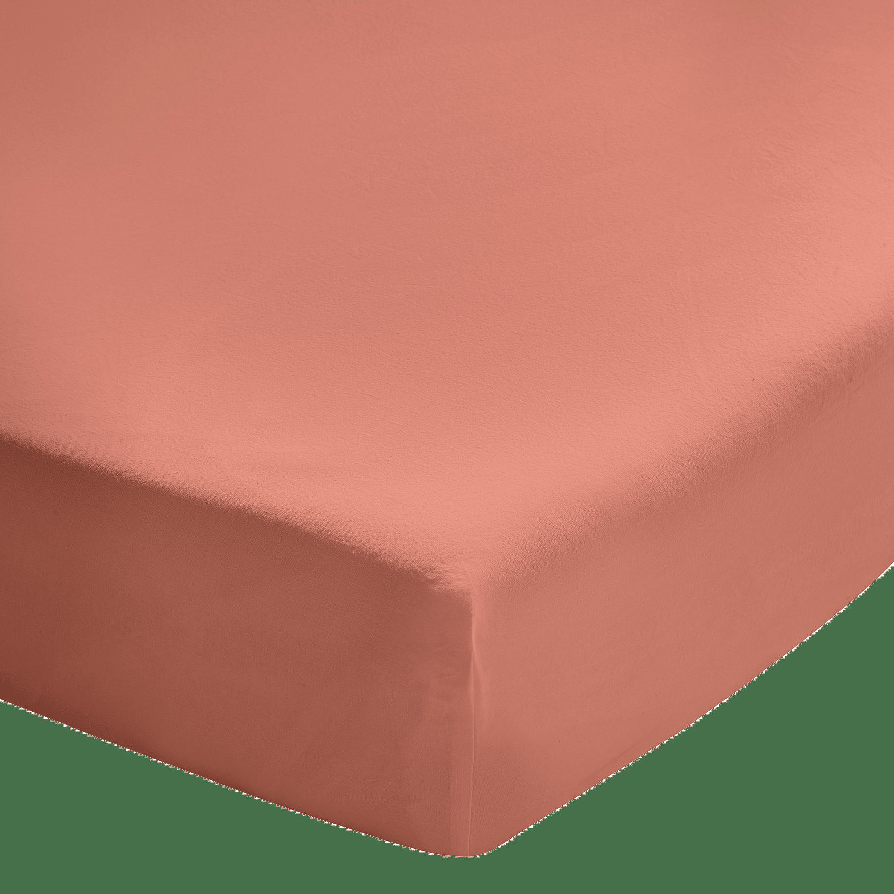 SOFT LINE - Drap housse uni en coton lavé Terracotta 140x190