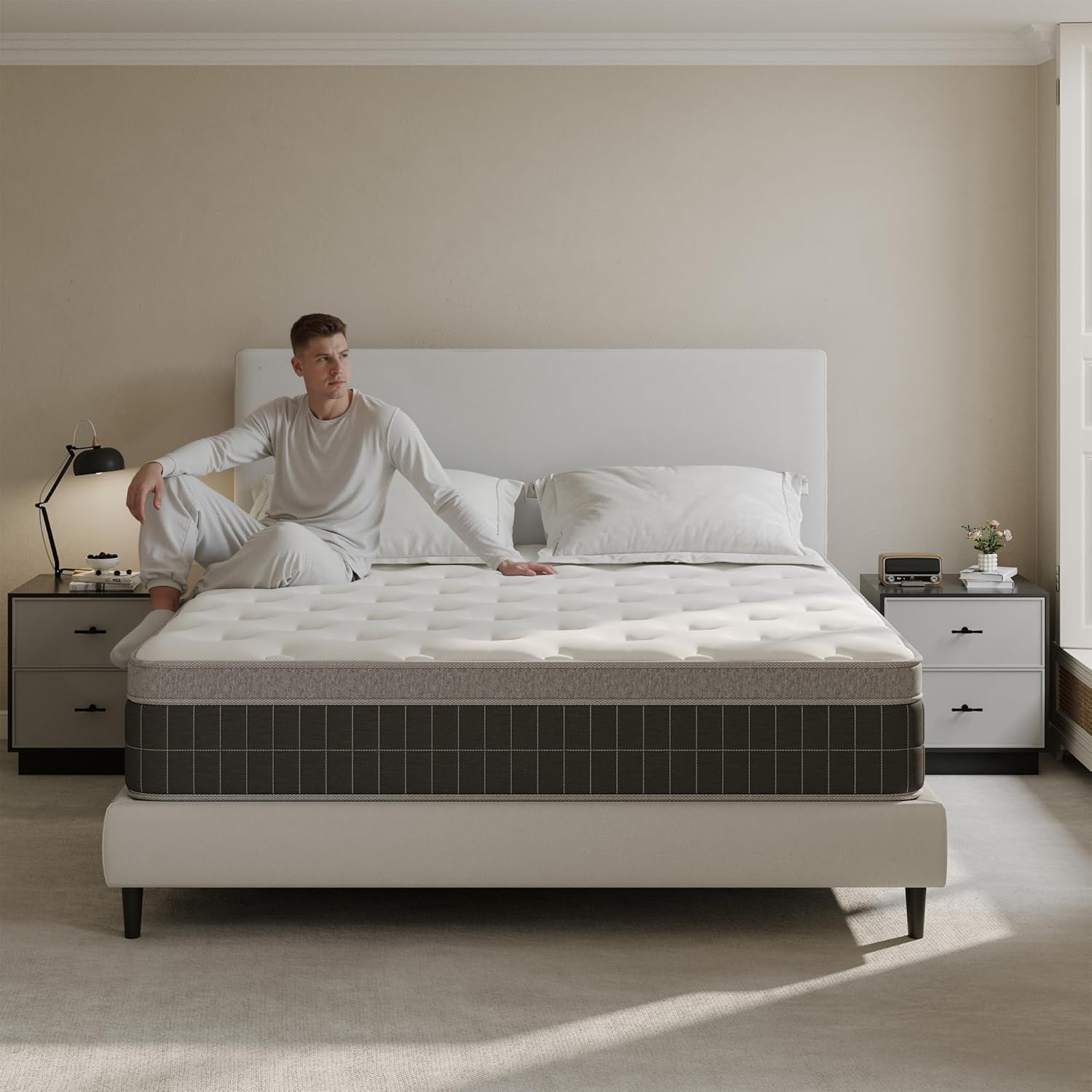 10″ Queen Hybrid Mattress – Soft & Supportive, Cooling Airflow Foam + Pocket Coils, Medium-Soft Comfort, Motion Isolation, CertiPUR-US, Fiberglass-Free