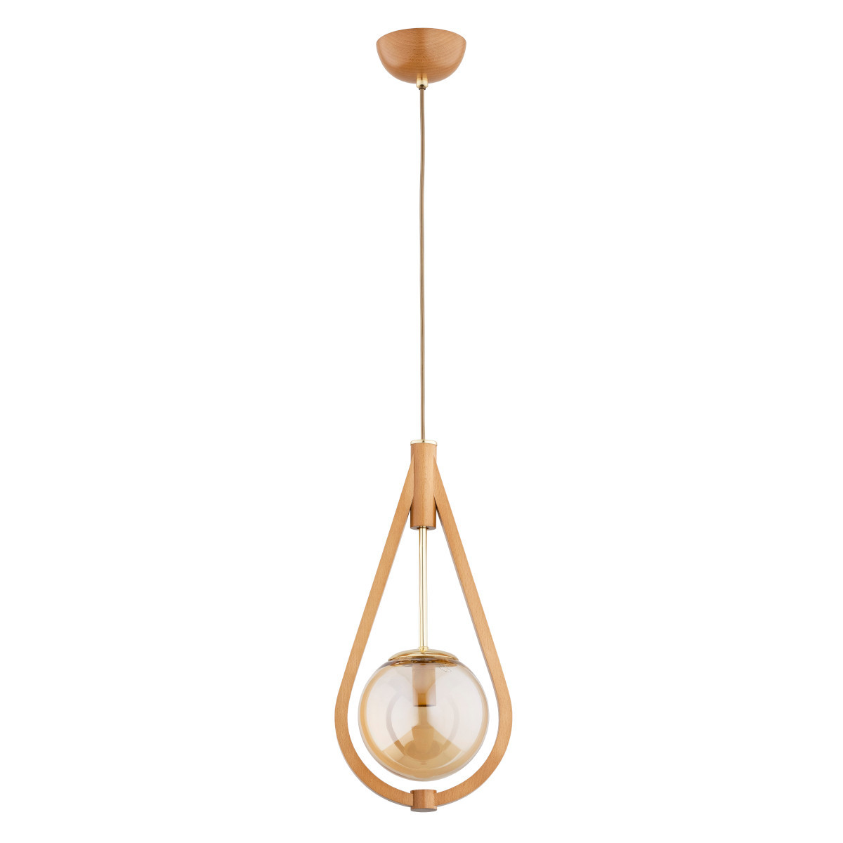 Lampa wisząca GOTA jasne drewno-bursztynowy-złota 1xE14x10W IP20 Alfa