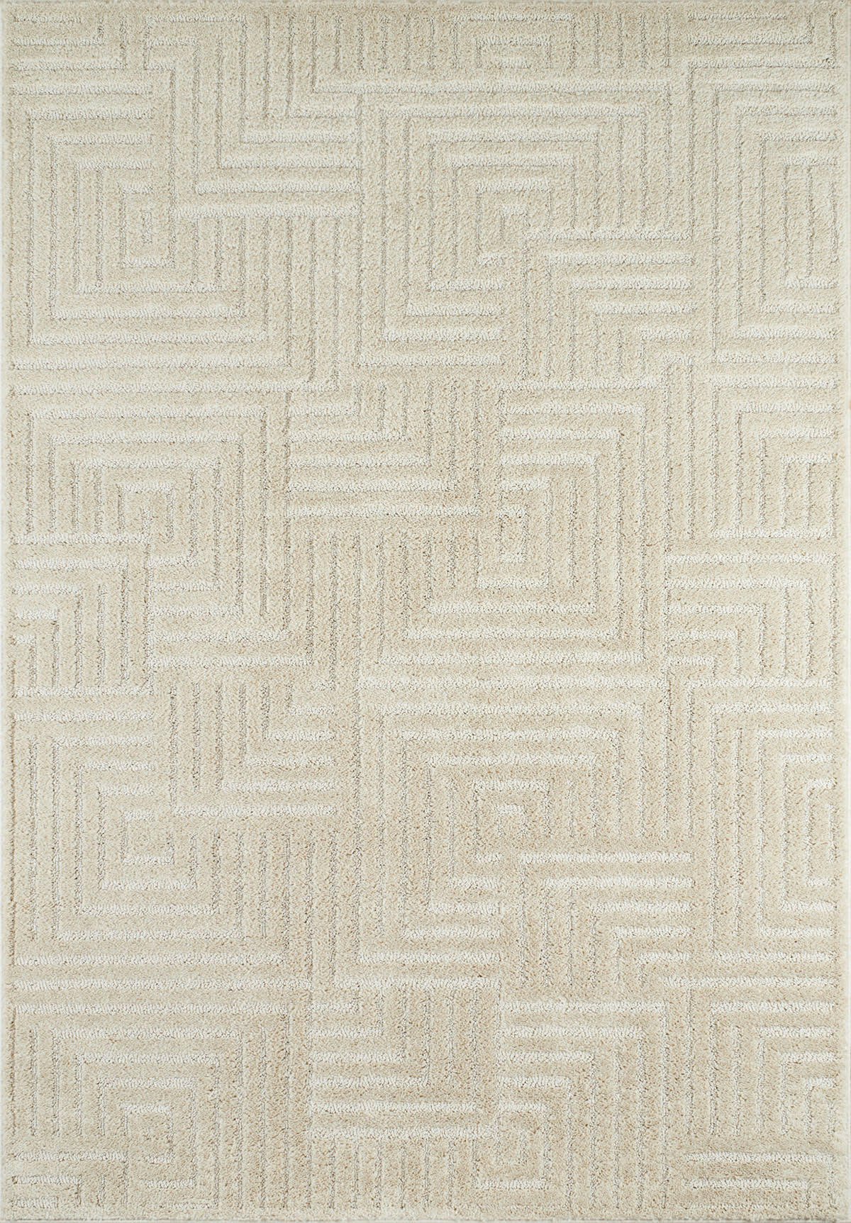HARMONIE - Tapis salon motif labyrinthe en 3D crème - 120x170 cm