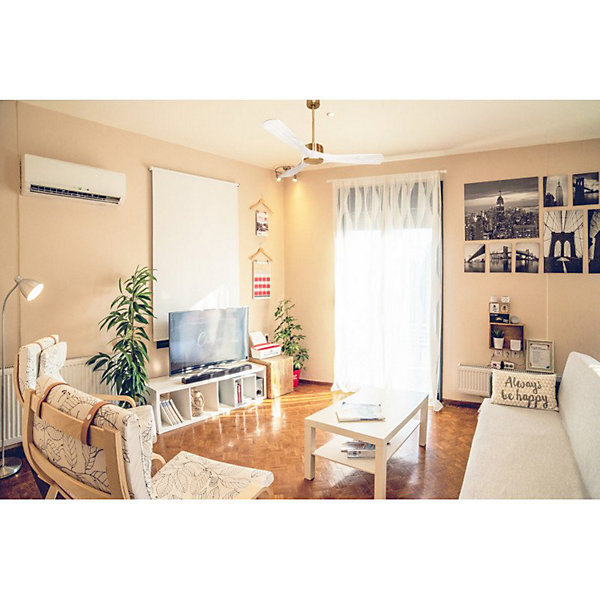 Modulo de KlassFan - Super destratificateur et ventilateur DC 132 cm Laiton pales bois blanc sans Lumière25 à 40 m²