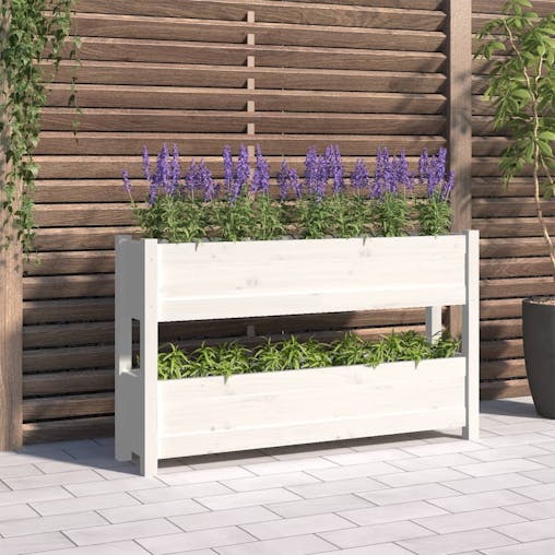 NNEVL Planter White 112x25x66 cm Solid Wood Pine