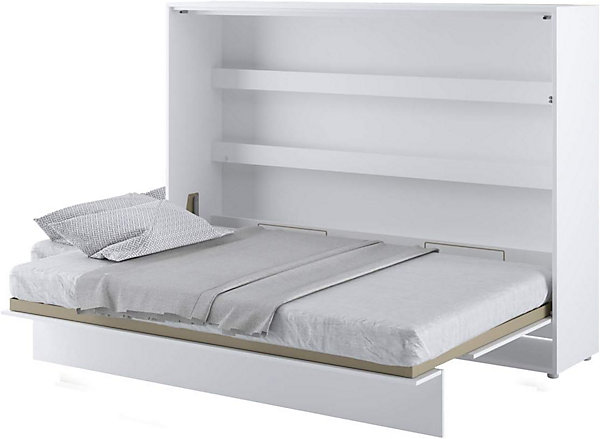 Lenart Armoire Lit escamotable Horizontal 140x200 cm Blanc mat Lit Mural Consus
