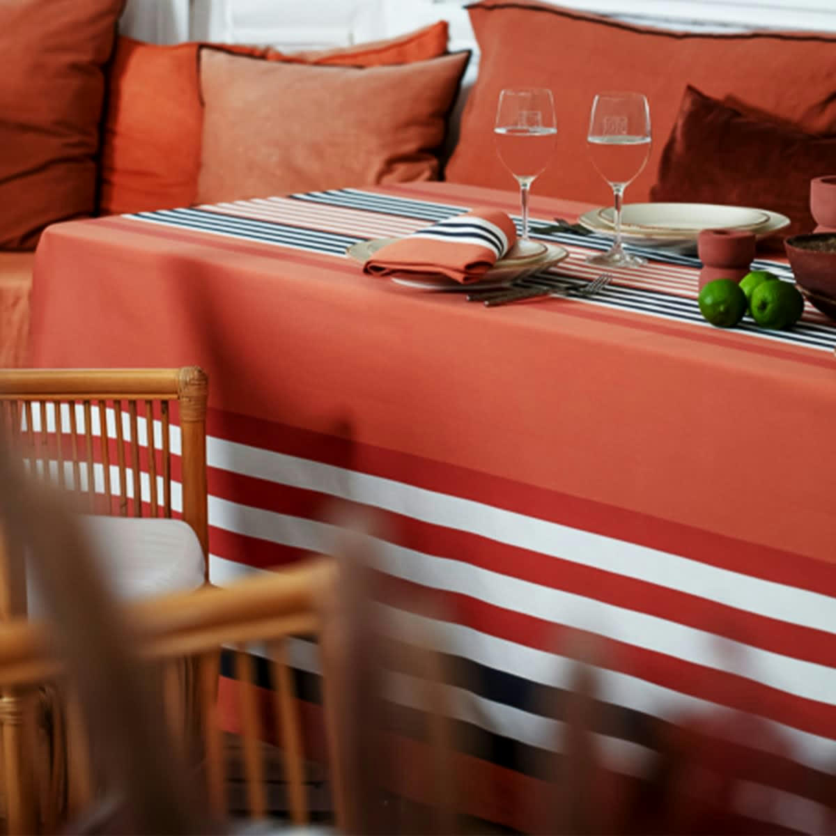 AINHOA - Nappe coton Terracotta 180x350 cm