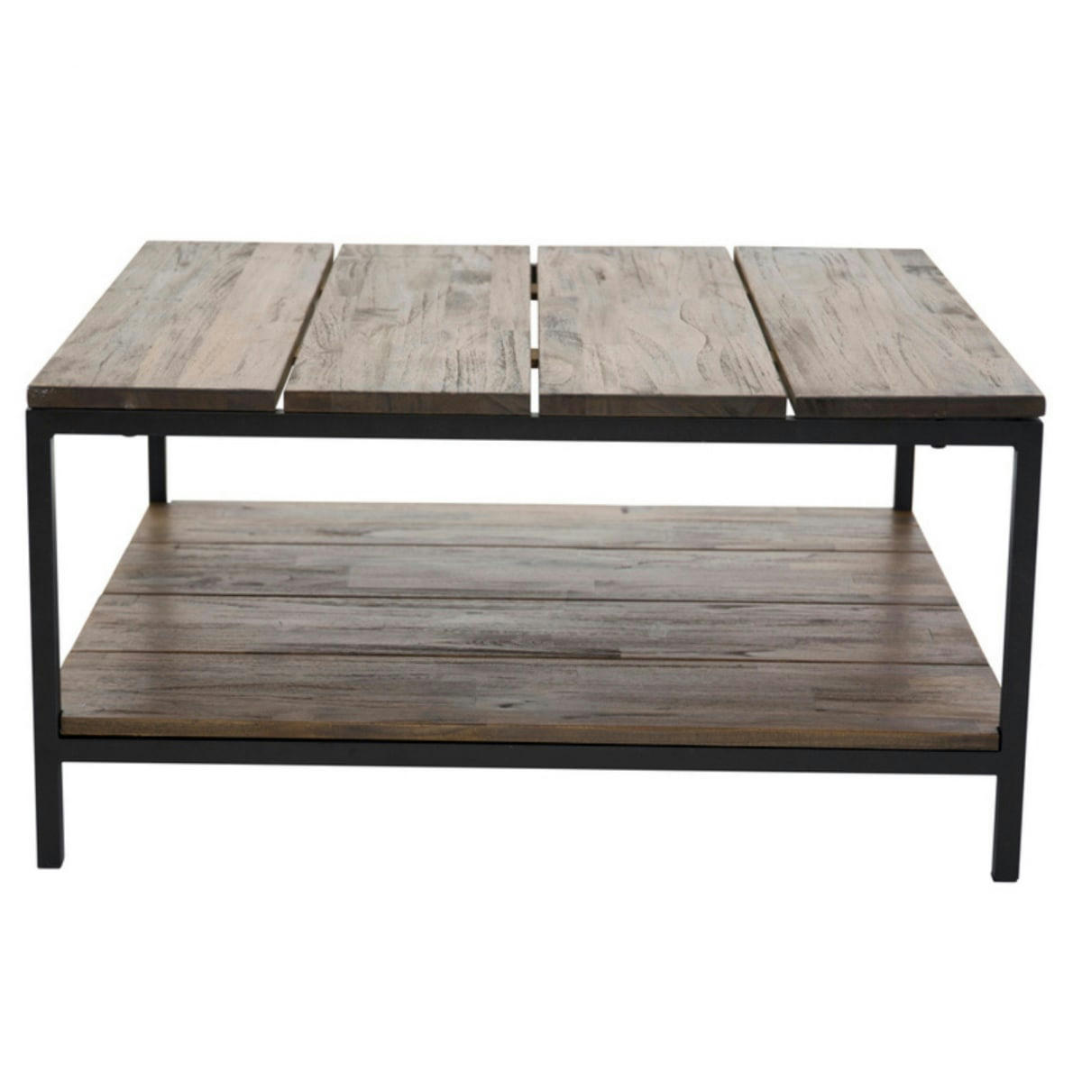 PADLA - Table basse carrée 2 plateaux en bois massif