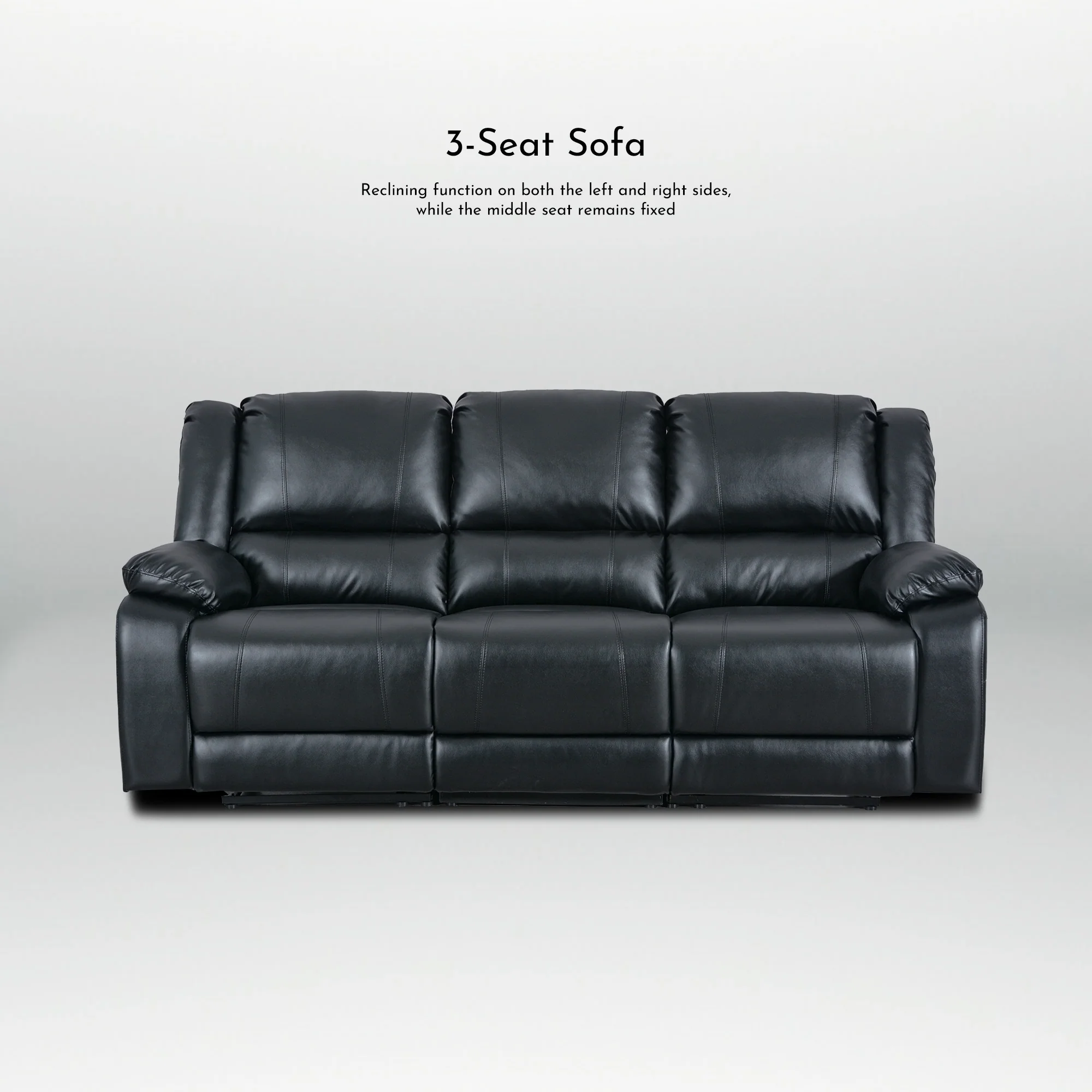 2-Piece Classic Faux Leather Manual Reclining Living Room Sofa Set with Console and Cup Holders