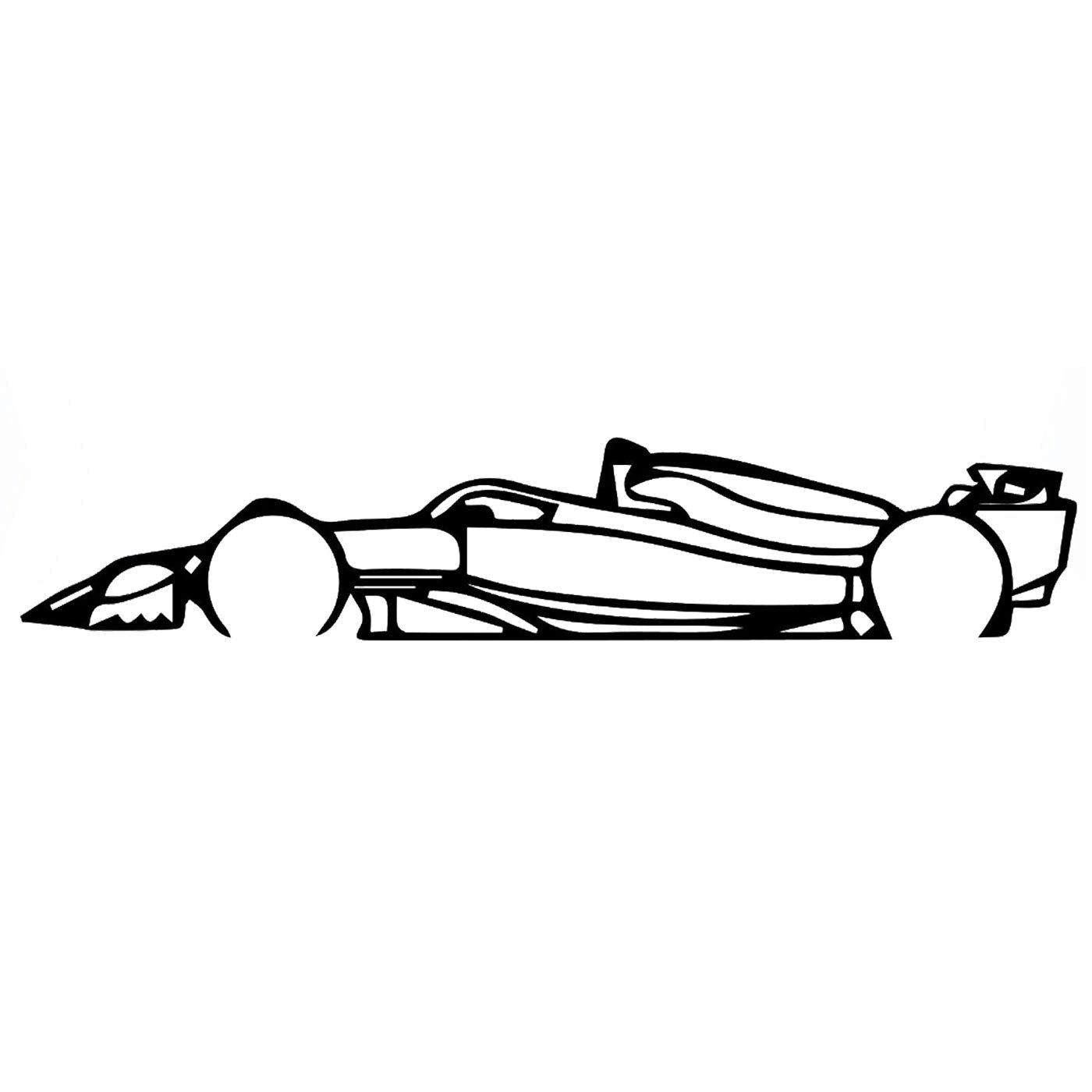 VOITURE - Décoration murale voiture formule 1 en métal noir 80x15 cm