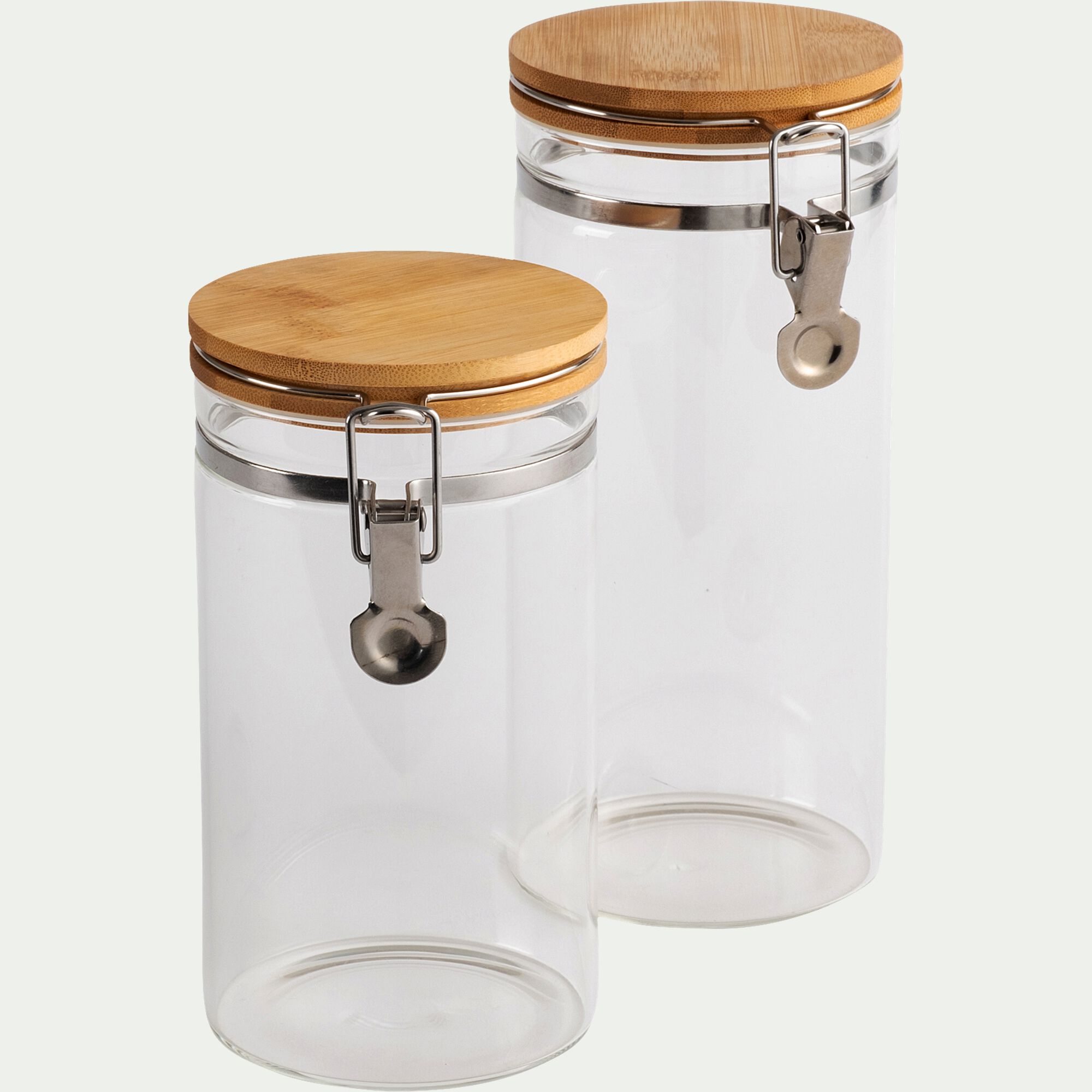 CLIPS - Bocal en verre avec couvercle en bambou 1,4L - transparent