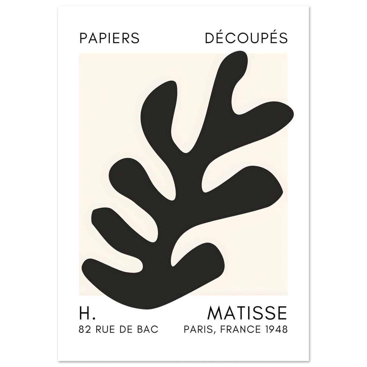 Artfulprints Poster Matisse – Ocean petals black  - A4 21x29.7 cm - Zwart