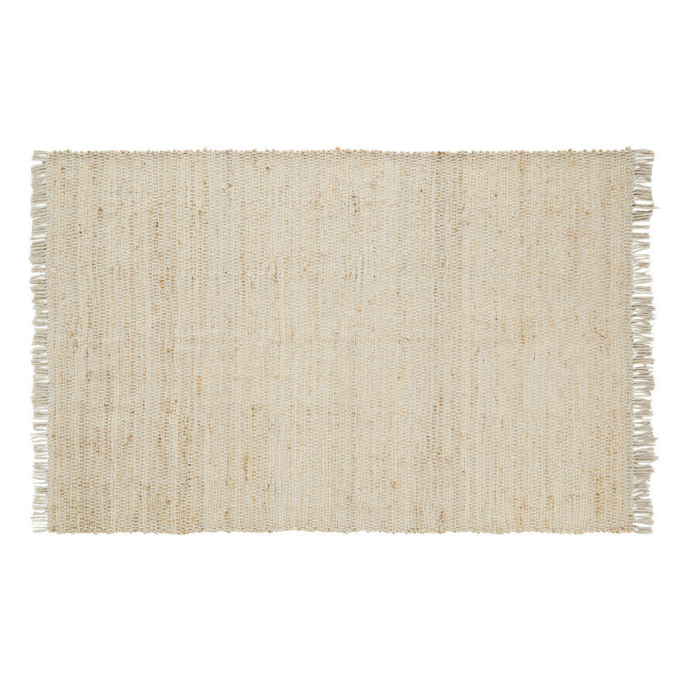 LODGE - Tapis en coton recyclé et jute tissés beiges 120x180