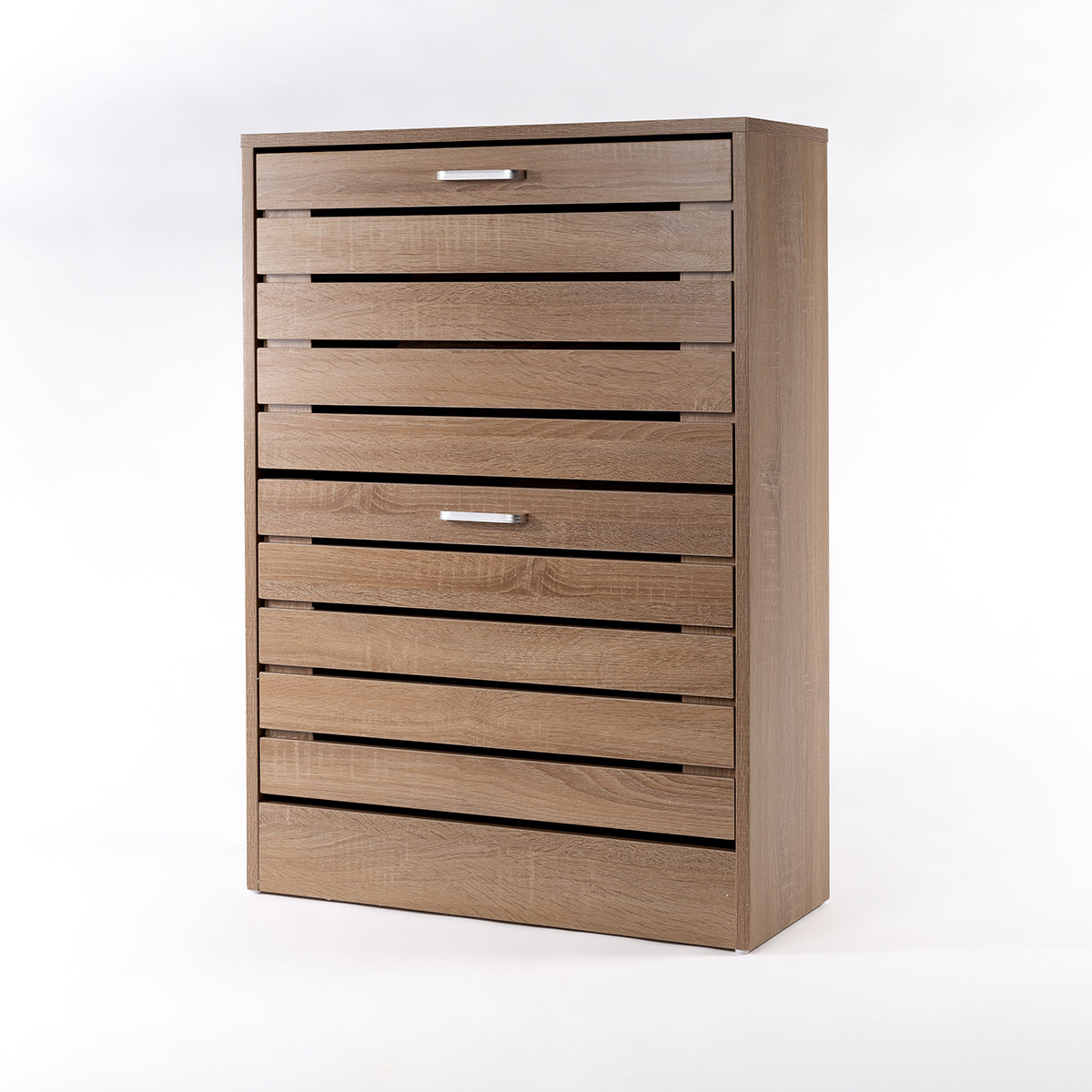 Sapateira ripada natural com 2 gavetas 84cm