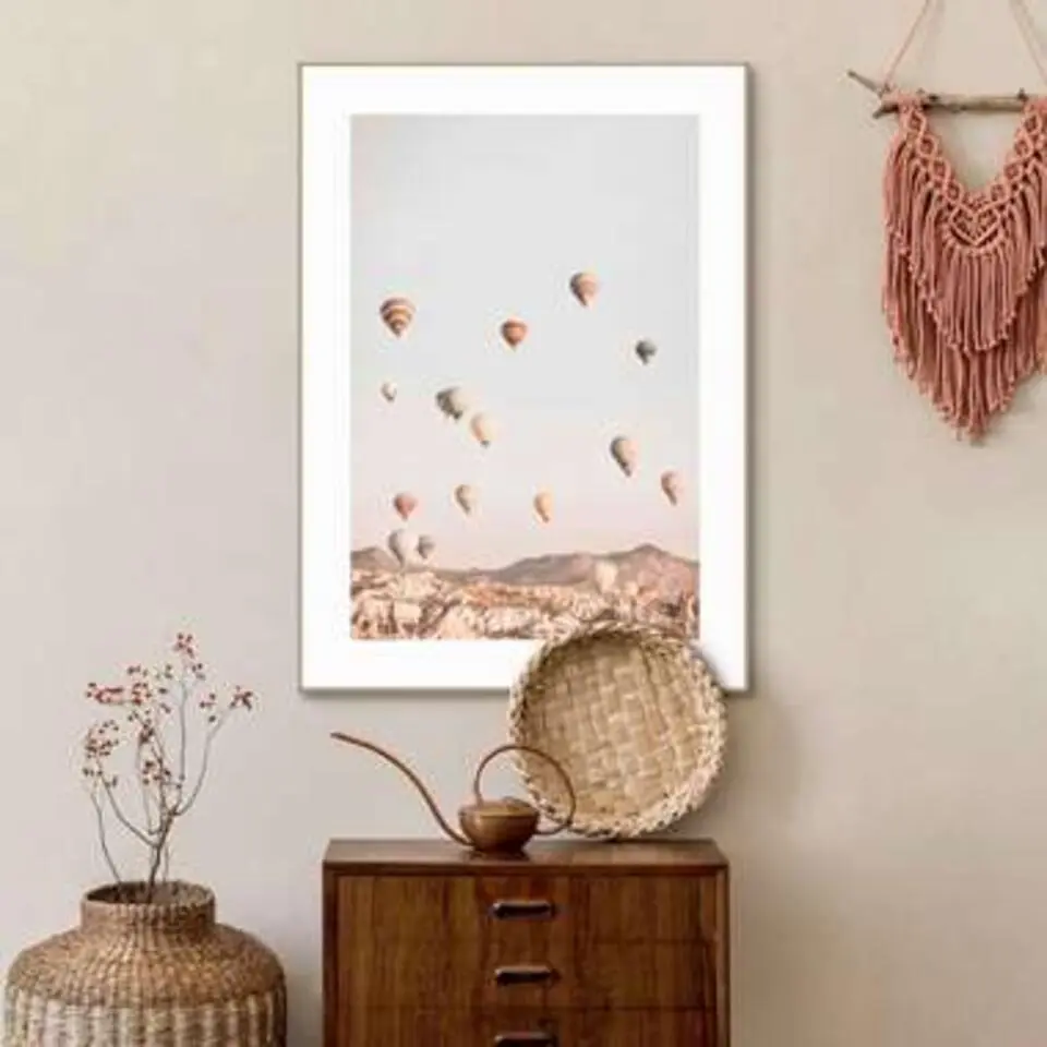 Schilderij Luchtballon - 70 x 50 - Beige