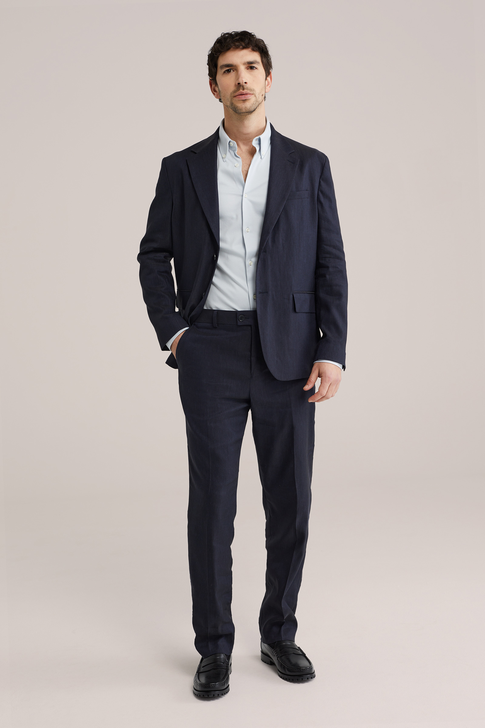 Heren Slim fit overhemd met stretch