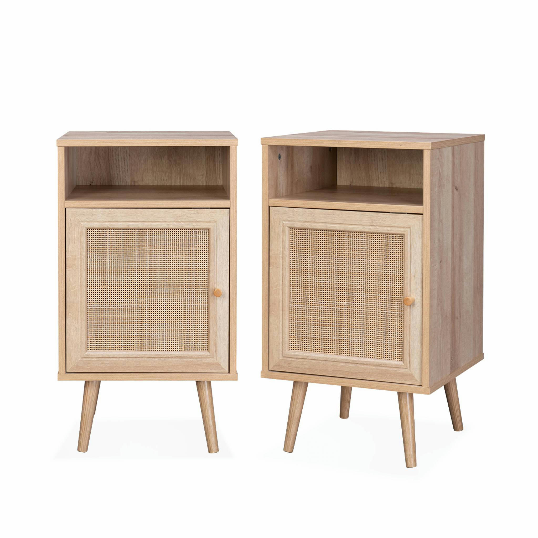 BOHÈME - Lot de 2 tables de chevet en cannage, naturel