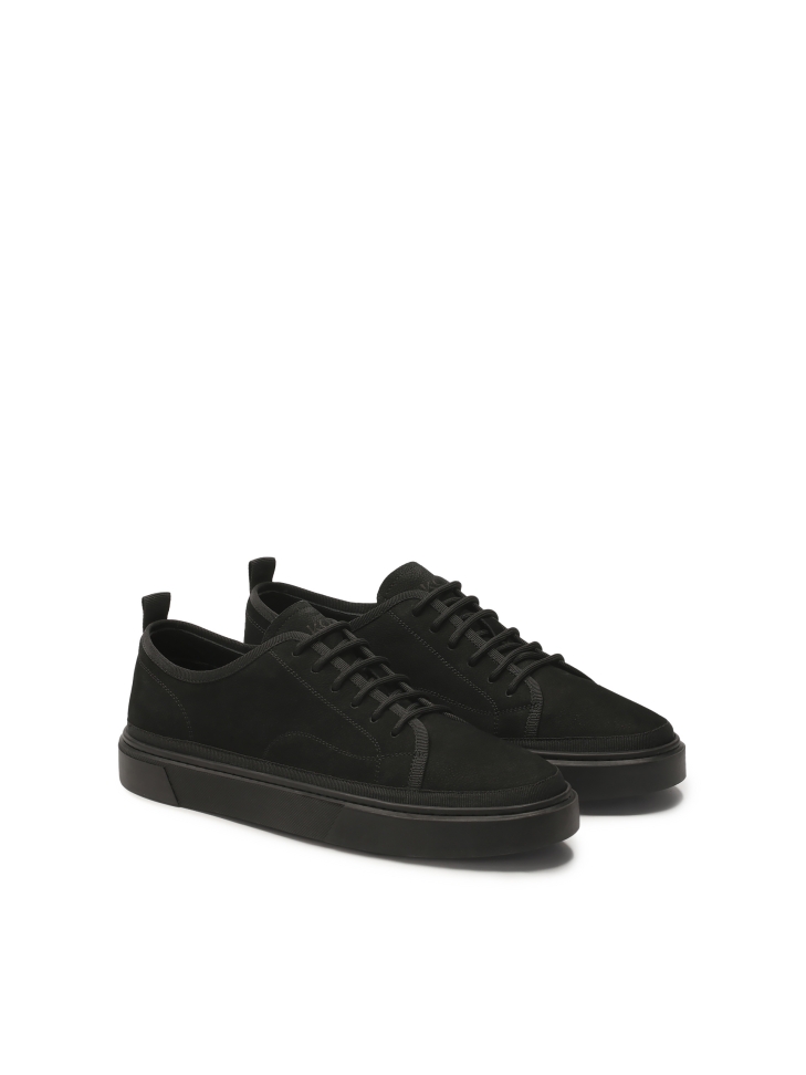 Lace-up black nubuck sneakers