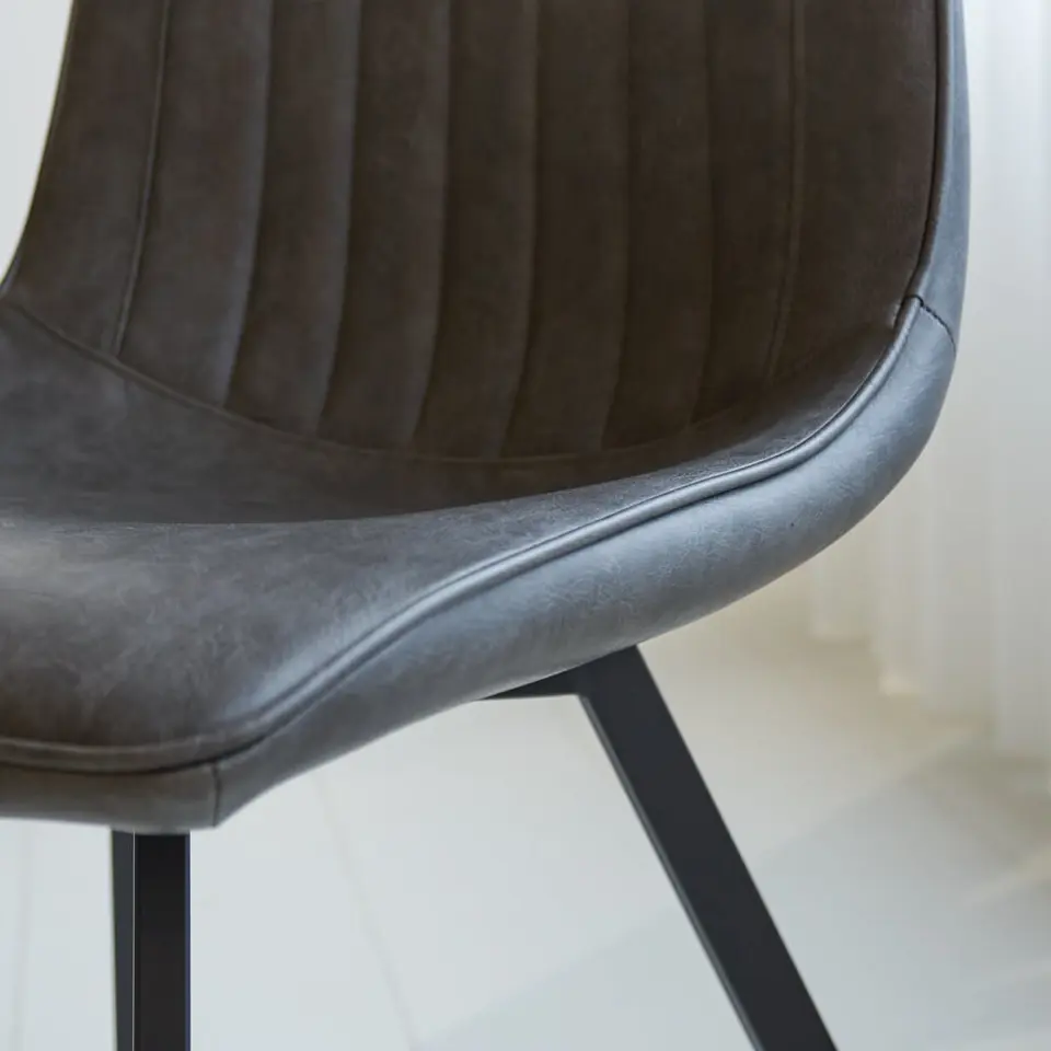 Eetkamerstoel Jimmy PU-kunstleer antraciet - Kunstleder - Grijs