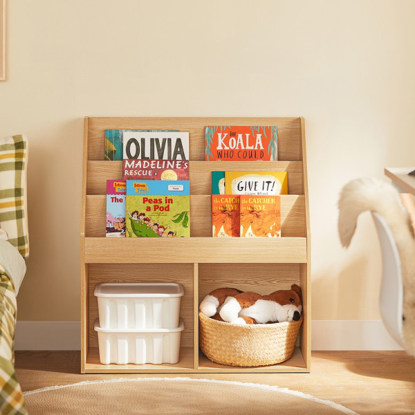 SoBuy Regał dziecięcy z 4 półkami 72.5x29.5x79.5cm Funkcjonalny KMB01-N