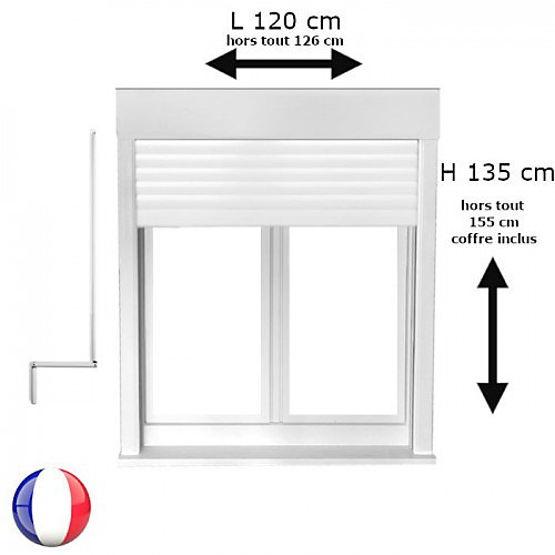 Fenêtre PVC 2 vantaux oscillo-battant avec volet roulant manivelle H 135 x L 120 cm pour pose en neuf