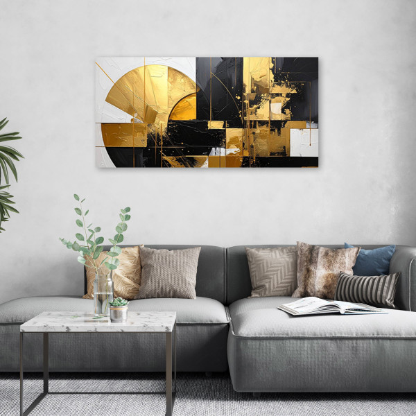Obraz do salonu sypialni biura, Geometryczna abstrakcja złote 80x40