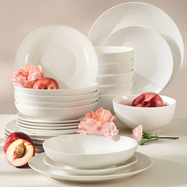 KONSIMO AD BELLA Ecru zestaw obiadowy 6 os. (24 el.) porcelana